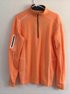 NWT Columbia Golf Mens Medium OMNI-WICK Shotgun 1/4 Quarter Zip Orange Long Slv